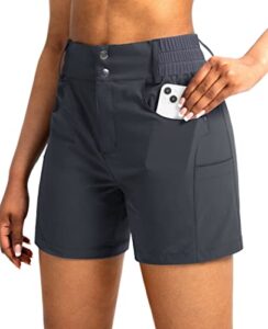 viodia women's 5" hiking golf shorts with pockets high waist stretch cargo short shorts for women casual summer walking steel grey