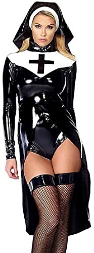 MMWMJWMB Nun Sexy Ladies Halloween,Latex Costume Fancy Dress for Sexy Fancy Dress Womens Party Stage Costume