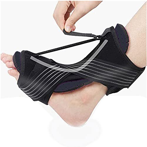 Fasciitis Night Splint Foot Drop Orthotic Brace, Adjustable Elastic Dorsal Night Splint For Plantar Fasciitis, Heel, Ankle, Arch Foot Pain, Achilles Tendonitis (Black)