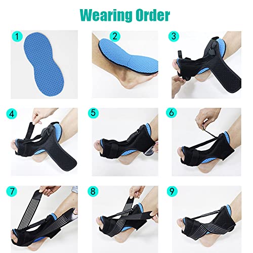 Fasciitis Night Splint Foot Drop Orthotic Brace, Adjustable Elastic Dorsal Night Splint For Plantar Fasciitis, Heel, Ankle, Arch Foot Pain, Achilles Tendonitis (Black)