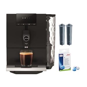 jura ena 4 metropolitan black espresso machine bundle with 3-phase cleaning tablets, and clearyl smart water filters cartridge (4 items)