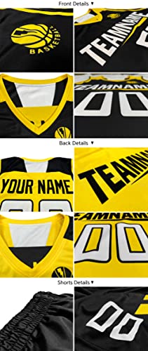 Custom Men Youth Reversible Basketball Jersey Uniform Printed Personalized Name Number Sportswear Big Size, Black&white-20, One Size