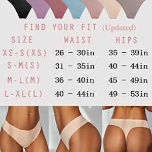 ALL OF ME Seamless Thongs for Women No Show Panties V-waisted Stretch Breathable Sexy Thong Underwear 9 Pack XS-L