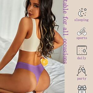 ALL OF ME Seamless Thongs for Women No Show Panties V-waisted Stretch Breathable Sexy Thong Underwear 9 Pack XS-L