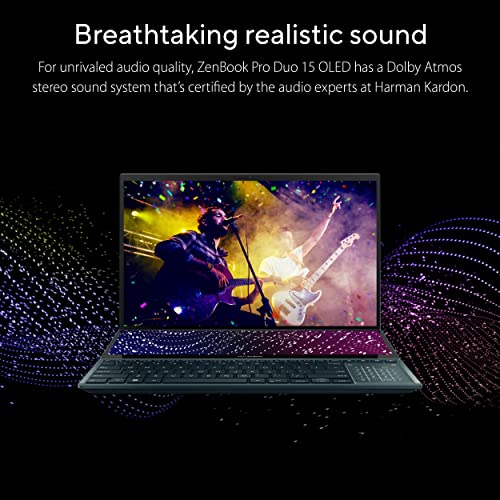 ASUS ZenBook Pro Duo 15 UX582 Laptop, 15.6” OLED 4K Touch Display, i7-12700H, 16GB, 1TB, GeForce RTX 3060, ScreenPad Plus, Windows 11 Home, Celestial Blue, UX582ZM-AS76T