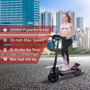 Electric Kick Scooter for Adults - 2500W Motor, Up to 30 MPH & 20-30 Miles, 48V/16AH, 11'' Heavy Duty Vacuum Off-Road Tire, Disc Braking, Adult Electric