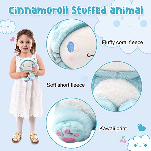 Cinnamoroll Plush Doll 8", Super Lovely Kitty My Melo Anime Plush Figure Toy, Cute Stuffed Animal Pillow, Perfect Cartoon Theme Party Favor for Girls Boys Children Fans Birthday Easter Gift, Blue