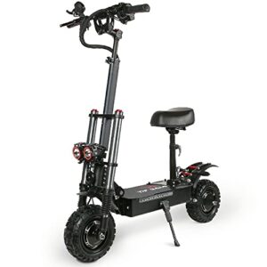Electric Kick Scooter High Power Dual Drive 5600W Motor,Up to 50 MPH & 60 Miles Range, 11" Vacuum Off-Road Tire, Adult Electric Scooter with Foldable Seat Removable