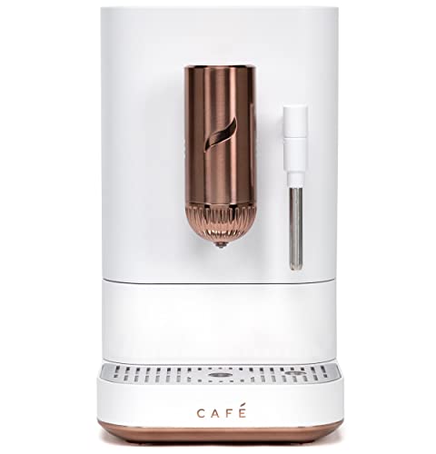 Café Affetto Automatic Espresso Machine + Milk Frother | Built-In & Adjustable Espresso Bean Grinder | One-Touch Brew in 90 Seconds | Matte White, 1.2 Liter, (C7CEBBS4RW3)