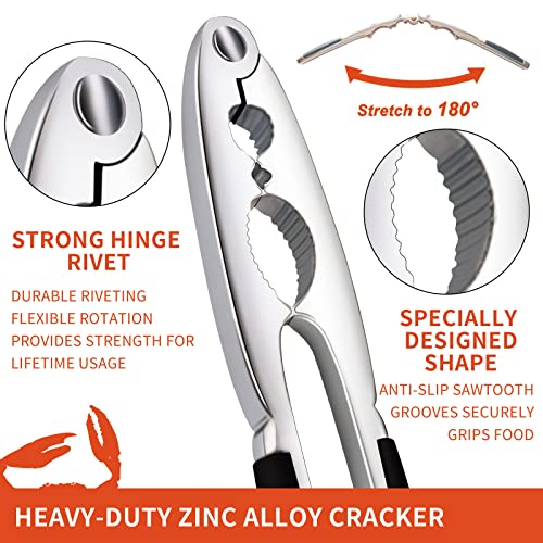 ROEDEER Crab/Nut Cracker Tools Set - Premium Lobster Cracker and 3 Seafood Picks,Professional Kit for Crab Legs,Lobster,Pecan,Walnut,Pistachio