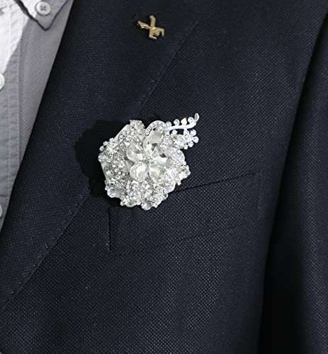 2 Pack Corsage Wristlet Luxury Dazzle Crystal Diamond Boutonniere Set Wrist*1 for bride and Corsage*1 for groom on Wedding Party