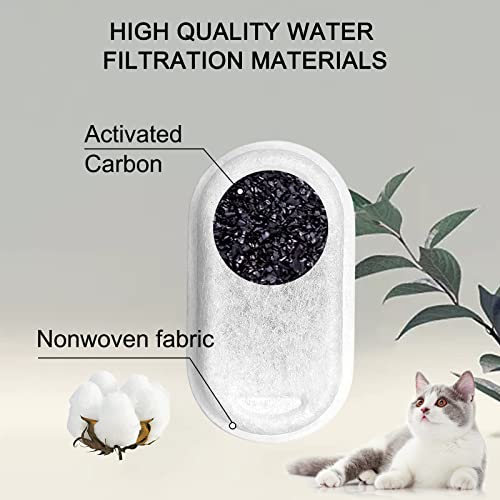 Cat Water Fountain Filters for 108/3.2L& 67oz/2L Stainless Steel Pet Water Dispenser Fountain Filters,8 Cat Fountain Filter Replacement with 8 Sponges (8 Filters&8 Sponges)