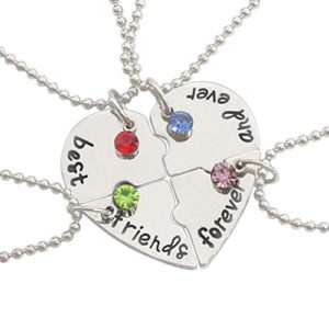 Best Friends Forever and Ever 4 Piece Necklace, Bff Necklaces for 4 Girls Perfect Friendship Gifts ( Silver ), 29 x 3. 8 x 0. 5cm