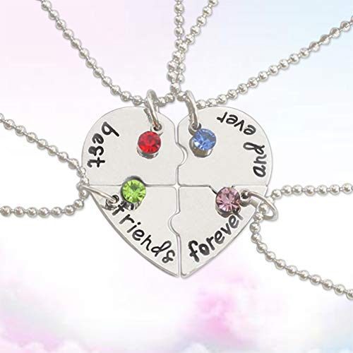 Best Friends Forever and Ever 4 Piece Necklace, Bff Necklaces for 4 Girls Perfect Friendship Gifts ( Silver ), 29 x 3. 8 x 0. 5cm