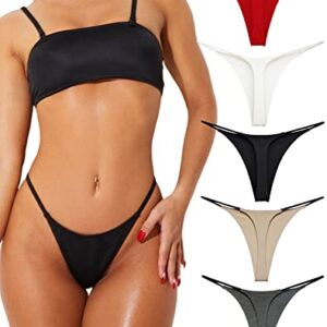 chelectnis G String Thongs for Women Pack Low Rise String Bikini Panties Women Underwear Thong 5Pack T Back Tangas