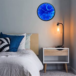 OCEST Night Light Wall Clock for Bedroom, 12 Inch Silent Battery-Operated LED Wall Clocks for Living Room/Kitchen, Glow in The Dark Large Digital Display Wall Clock Kids Birthday Gift -Moon