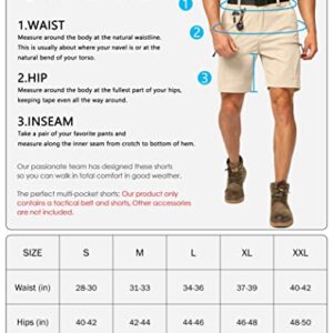 Men's Hiking Cargo Shorts Stretch Quick Dry Outdoor Tactical Shorts for Men with Multi Pocket for Fishing Casual(Light Grey,L)