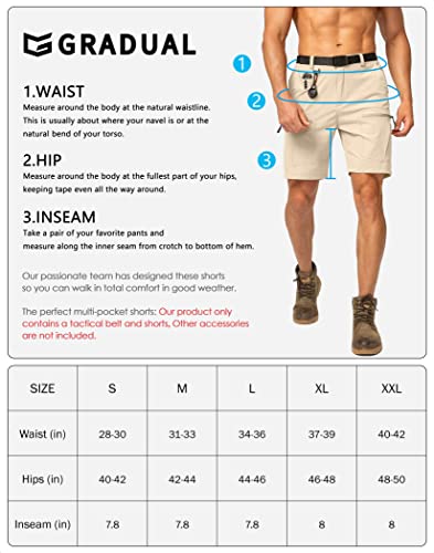 Men's Hiking Cargo Shorts Stretch Quick Dry Outdoor Tactical Shorts for Men with Multi Pocket for Fishing Casual(Light Grey,L)