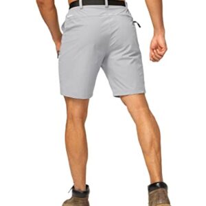 Men's Hiking Cargo Shorts Stretch Quick Dry Outdoor Tactical Shorts for Men with Multi Pocket for Fishing Casual(Light Grey,L)