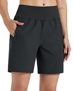 libin women's 7" high waist athletic golf shorts quick dry hiking shorts lightweight summer active outdoor travel shorts, black xxl