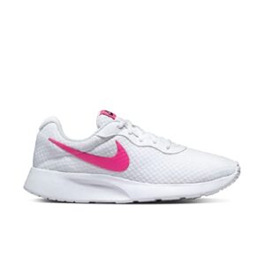 nike womens tanjun, white/rush pink-black, 11