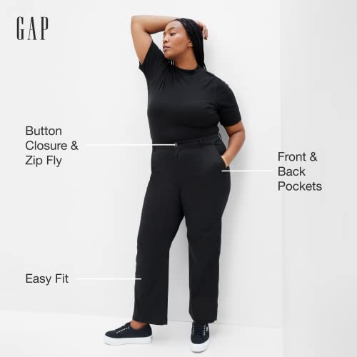 GAP Womens High Rise Girlfriend Khaki Pants, True Black, 14 US
