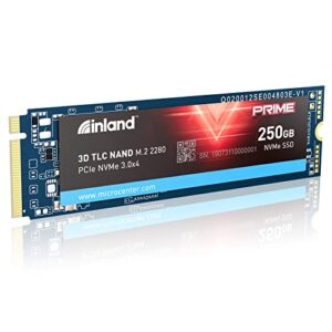 inland prime 250gb nvme m.2 pcie gen3x4 2280 internal solid state drive tlc 3d nand ssd - up to 3300 mb/s, 3d nand, storage and memory for laptop & pc desktop