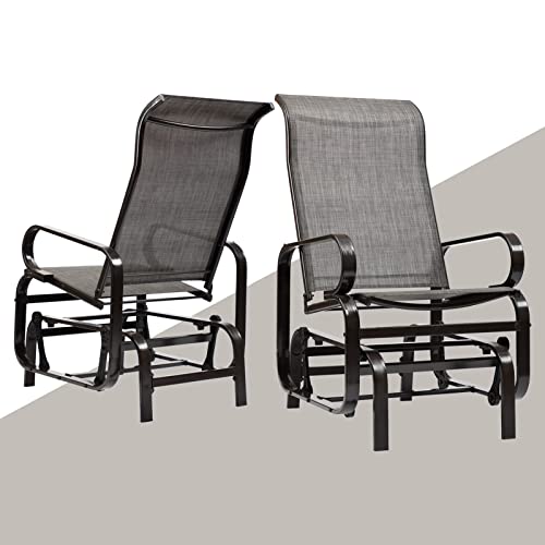 AbocoFur Outdoor Fabric Glider Chair with Sturdy Steel Frame, Field Patio Sling Rocker Chair, Comfortable Rocking Lounge Chair for Garden, Backyard, Porch, Grey