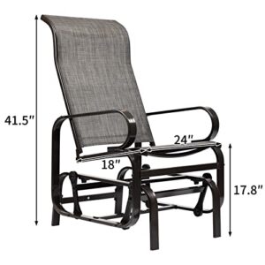 AbocoFur Outdoor Fabric Glider Chair with Sturdy Steel Frame, Field Patio Sling Rocker Chair, Comfortable Rocking Lounge Chair for Garden, Backyard, Porch, Grey