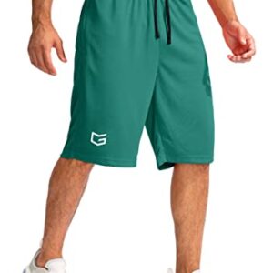 G Gradual Men's Basketball Shorts with Zipper Pockets Lightweight Quick Dry 11" Long Shorts for Men Athletic Gym(Green,L)