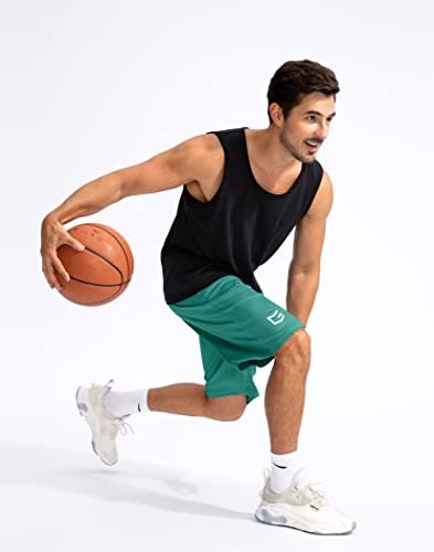 G Gradual Men's Basketball Shorts with Zipper Pockets Lightweight Quick Dry 11" Long Shorts for Men Athletic Gym(Green,L)