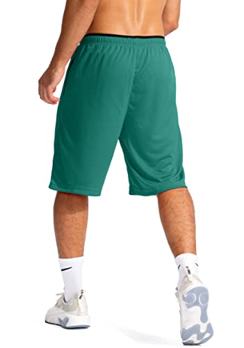 G Gradual Men's Basketball Shorts with Zipper Pockets Lightweight Quick Dry 11" Long Shorts for Men Athletic Gym(Green,L)