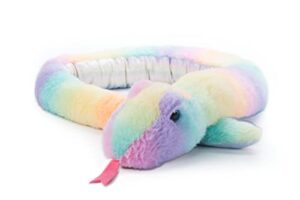 the petting zoo snake stuffed animal plushie, ombrez zoo animals, rainbow snake plush toy 54 inches
