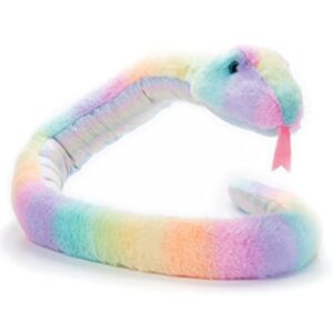 The Petting Zoo Snake Stuffed Animal Plushie, Ombrez Zoo Animals, Rainbow Snake Plush Toy 54 inches