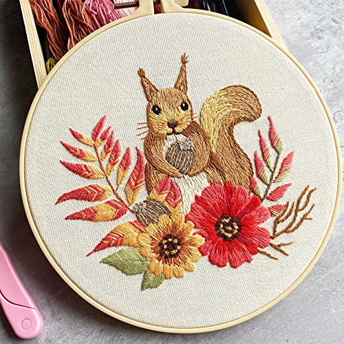 Harimau 3 Sets Embroidery Starter Kit with Pattern and Instructions,Cross Stitch Kits , Including Stamped Embroidery Cloth with 1 Embroidery Hoops, Color Threads and Embroidery Kits