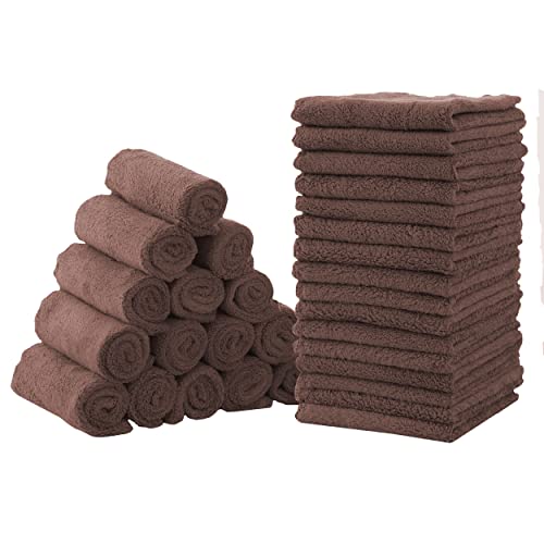 CORAL DOCK Baby Washcloths, Newborn Essentials Super Absorbent Baby Wipes, Gentle on Sensitive Skin for New Born Face, Baby Registry as Shower for Girls and Boys, Wood Brown, 9x9 Inch (Pack of 32)