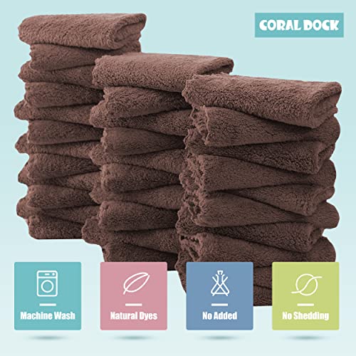 CORAL DOCK Baby Washcloths, Newborn Essentials Super Absorbent Baby Wipes, Gentle on Sensitive Skin for New Born Face, Baby Registry as Shower for Girls and Boys, Wood Brown, 9x9 Inch (Pack of 32)