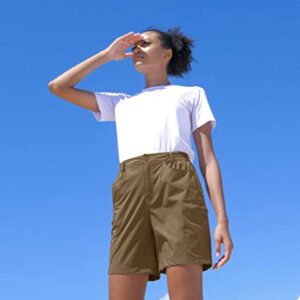 Viodia Women's Hiking Cargo Shorts Quick Dry Stretch Lightweight Camping Shorts for Women with Zipper Pockets Dark Khaki Small