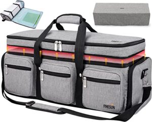 finesun detachable double layer die-cut machine carrying case for cricut explore air & maker, 2in1 cricut storage bag with dust cover, gray