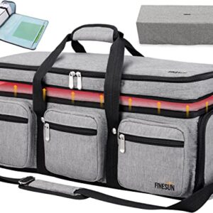 FINESUN Detachable Double Layer Die-Cut Machine Carrying Case for Cricut Explore Air & Maker, 2in1 Cricut Storage Bag with Dust Cover, Gray