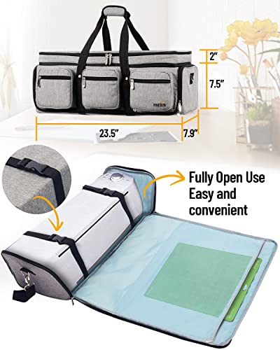 FINESUN Detachable Double Layer Die-Cut Machine Carrying Case for Cricut Explore Air & Maker, 2in1 Cricut Storage Bag with Dust Cover, Gray