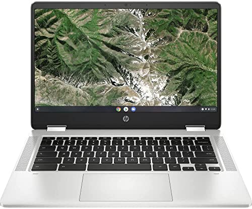 HP Newest Laptop X360 14a Chromebook 14in HD Touchscreen Intel Celeron 4GB DDR4 64GB eMMC WiFi Webcam Stereo Speakers Bluetooth 5 Chrome OS Silver Color (Renewed)