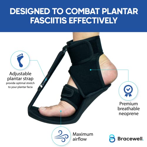 Bracewell Plantar Fasciitis Open Night Sock Splint for Morning Pain Relief - Soft Stretching Brace Boot Stretcher Replacement for Heel Pain (Small)