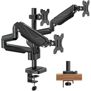 MOUNT PRO Triple Monitor Mount, 3 Monitor Desk Arm fits Three Max 27" LCD Computer Screens, up to 19.8lbs Each, Premium Gas Spring Monitor Stand with Tilt Swivel Rotation, Vesa Mount 75x75,100x100