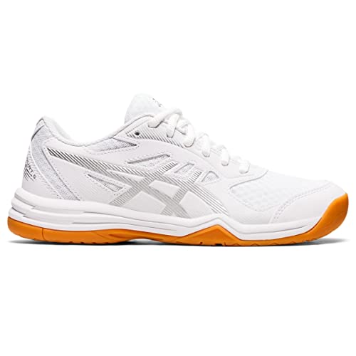 ASICS Women's Upcourt 5 Volleyball Shoes, 10, White/Pure Silver