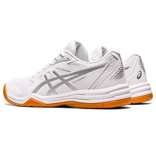 ASICS Women's Upcourt 5 Volleyball Shoes, 10, White/Pure Silver