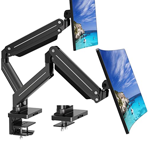 MOUNT PRO Dual Monitor Mount for 2 Ultrawide Computer Screen Max 43 Inch/37.5lbs Each, Premium Long Monitor Arm, Heavy Duty Gas Spring Monitor Stand for 2 Monitors, VESA Desk Mount 75x75 100x100