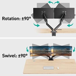 MOUNT PRO Dual Monitor Mount for 2 Ultrawide Computer Screen Max 43 Inch/37.5lbs Each, Premium Long Monitor Arm, Heavy Duty Gas Spring Monitor Stand for 2 Monitors, VESA Desk Mount 75x75 100x100