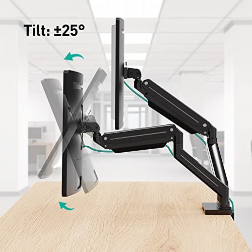 MOUNT PRO Dual Monitor Mount for 2 Ultrawide Computer Screen Max 43 Inch/37.5lbs Each, Premium Long Monitor Arm, Heavy Duty Gas Spring Monitor Stand for 2 Monitors, VESA Desk Mount 75x75 100x100