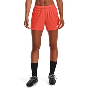 under armour women's standard challenger knit shorts, (877) after burn / / white, small